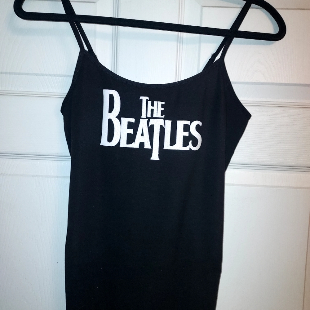 the beatles tank top adjustable straps  the beatles crop top White Glitter Viny